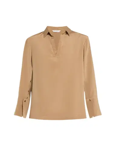Max Mara Dover Silk Stretch Collared Top | Thumbnail 1 Max Mara Dover Silk Stretch Collared Top | Thumbnail 1