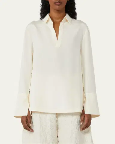 Max Mara Dover Silk Stretch Collared Shirt | Thumbnail 2