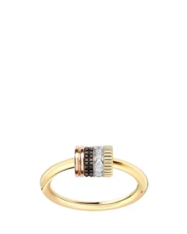 Boucheron Quatre Classique 18K Tricolor Gold Ring with Brown PVD and Diamonds | Thumbnail 1 Boucheron Quatre Classique 18K Tricolor Gold Ring with Brown PVD and Diamonds | Thumbnail 1
