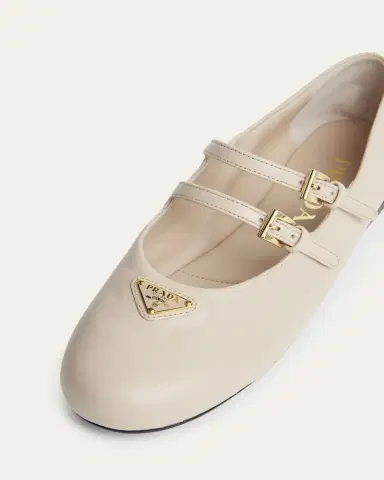Prada Nappa Leather Double-Strap Triangle Logo Ballerina Flats | Thumbnail 3 Prada Nappa Leather Double-Strap Triangle Logo Ballerina Flats | Thumbnail 3
