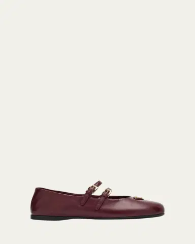 Prada Nappa Leather Double-Strap Triangle Logo Ballerina Flats | Thumbnail 4 Prada Nappa Leather Double-Strap Triangle Logo Ballerina Flats | Thumbnail 4