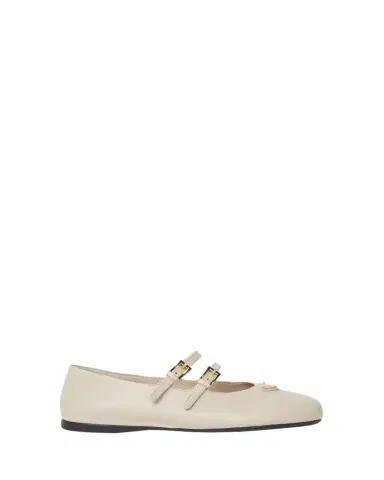 Prada Nappa Leather Double-Strap Triangle Logo Ballerina Flats | Thumbnail 1 Prada Nappa Leather Double-Strap Triangle Logo Ballerina Flats | Thumbnail 1