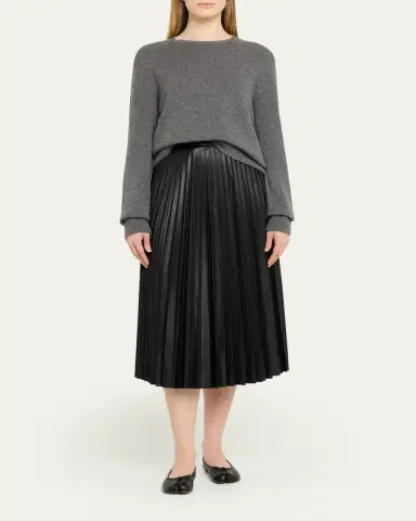 MM6 MAISON MARGIELA Pleated Vegan Leather Midi Skirt | Thumbnail 2