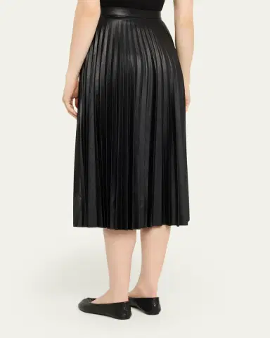 MM6 MAISON MARGIELA Pleated Vegan Leather Midi Skirt | Thumbnail 3
