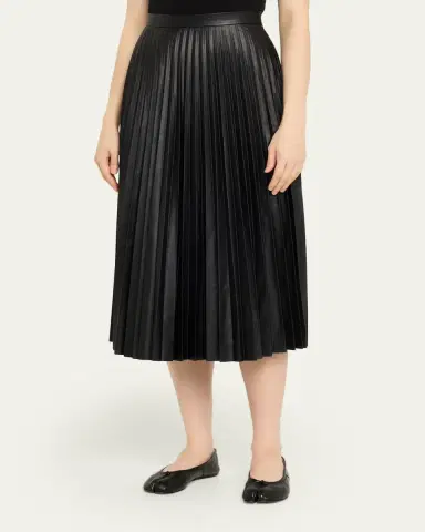 MM6 MAISON MARGIELA Pleated Vegan Leather Midi Skirt | Thumbnail 4
