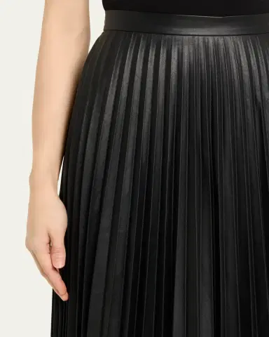 MM6 MAISON MARGIELA Pleated Vegan Leather Midi Skirt | Thumbnail 5