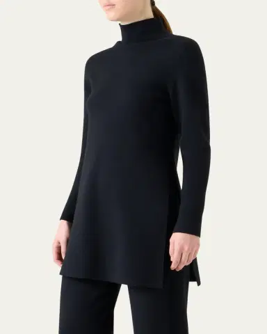 Akris Turtleneck Cashmere-Silk Milano Knit Tunic Sweater | Thumbnail 4 Akris Turtleneck Cashmere-Silk Milano Knit Tunic Sweater | Thumbnail 4