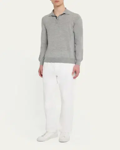 Cesare Attolini Men's Cashmere and Silk Polo Sweater | Thumbnail 4 Cesare Attolini Men's Cashmere and Silk Polo Sweater | Thumbnail 4