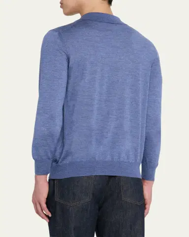 Cesare Attolini Men's Cashmere and Silk Polo Sweater | Thumbnail 8 Cesare Attolini Men's Cashmere and Silk Polo Sweater | Thumbnail 8