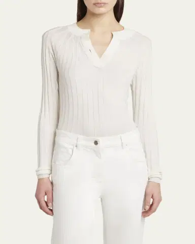 Giorgio Armani Ribbed Cashmere Silk Top | Thumbnail 4 Giorgio Armani Ribbed Cashmere Silk Top | Thumbnail 4