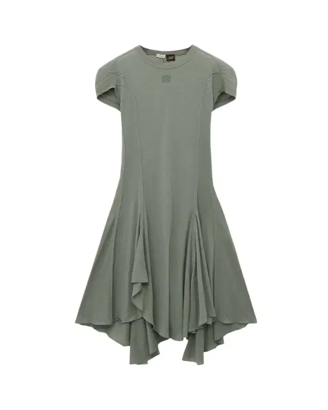 Puff-Sleeve Anagram Asymmetric Dress