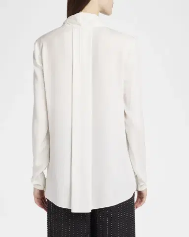 Giorgio Armani Shawl-Collar Silk Georgette Blouse | Thumbnail 2
