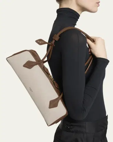 Alaïa Le Teckel Medium Shoulder Bag in Canvas and Leather | Thumbnail 6