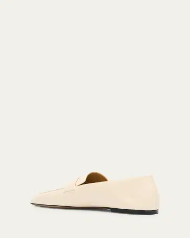 THE ROW Leather Square-Toe Loafers | Thumbnail 4