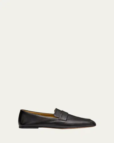 THE ROW Leather Square-Toe Loafers | Thumbnail 6