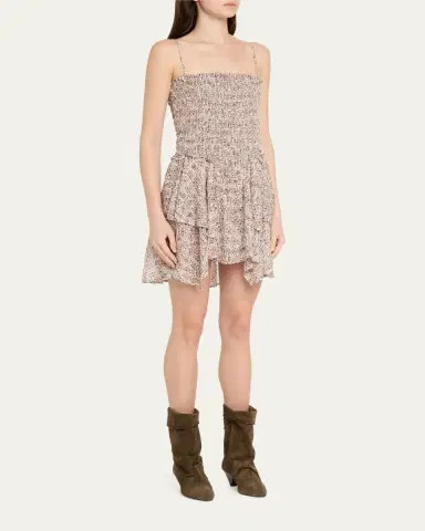 Etoile Isabel Marant Anka Smocked Printed Cotton Voile Dress | Thumbnail 4 Etoile Isabel Marant Anka Smocked Printed Cotton Voile Dress | Thumbnail 4