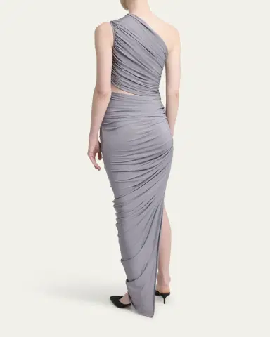 Alaïa Asymmetric Ruched Cutout Midi Dress | Thumbnail 7 Alaïa Asymmetric Ruched Cutout Midi Dress | Thumbnail 7