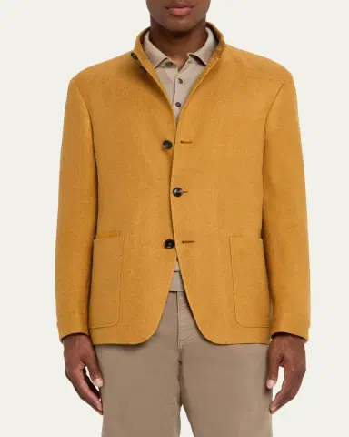 ZEGNA Men's Il Conte Linen-Silk Chore Jacket | Thumbnail 4 ZEGNA Men's Il Conte Linen-Silk Chore Jacket | Thumbnail 4