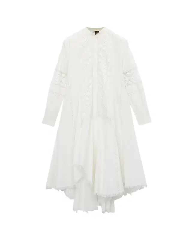 Floral Lace Fit-and-Flare Handkerchief Shirt Dress