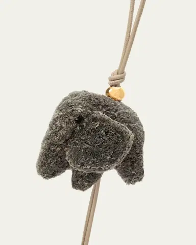 Loewe Elephant Bag Charm in Raffia and Leather | Thumbnail 2