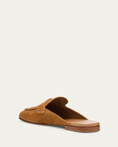 Prada Logo Suede Loafer Mules | Thumbnail 4 Prada Logo Suede Loafer Mules | Thumbnail 4