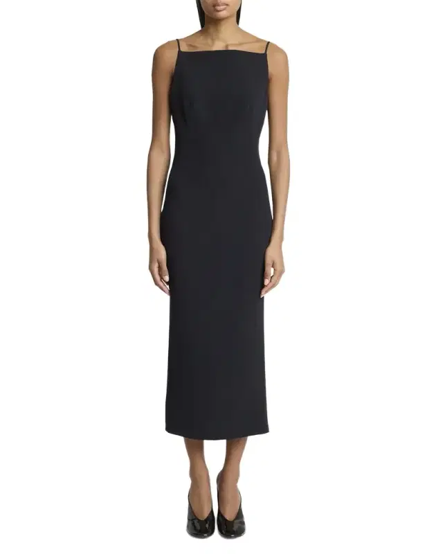 Square-Neck Sleeveless Midi Dress