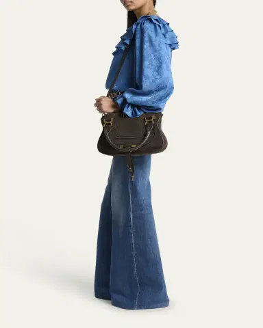 Chloé Marcie Double Carry Satchel in Calfskin Suede | Thumbnail 5 Chloé Marcie Double Carry Satchel in Calfskin Suede | Thumbnail 5