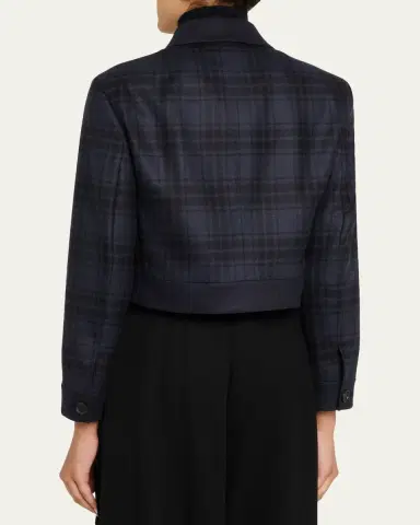 Akris Lewitt Check Wool Double-Face Crop Jacket | Thumbnail 3 Akris Lewitt Check Wool Double-Face Crop Jacket | Thumbnail 3