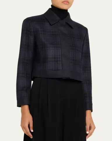 Akris Lewitt Check Wool Double-Face Crop Jacket | Thumbnail 4 Akris Lewitt Check Wool Double-Face Crop Jacket | Thumbnail 4