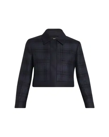 Akris Lewitt Check Wool Double-Face Crop Jacket | Thumbnail 1 Akris Lewitt Check Wool Double-Face Crop Jacket | Thumbnail 1