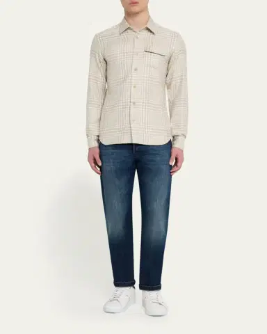 Kiton Men's Baba Tonal Plaid Side-Pocket Overshirt | Thumbnail 2 Kiton Men's Baba Tonal Plaid Side-Pocket Overshirt | Thumbnail 2