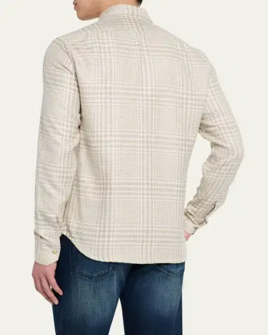 Kiton Men's Baba Tonal Plaid Side-Pocket Overshirt | Thumbnail 3 Kiton Men's Baba Tonal Plaid Side-Pocket Overshirt | Thumbnail 3
