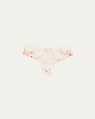 Lise Charmel Folie D'Ete Floral-Embroidered Tulle Thong | Thumbnail 2