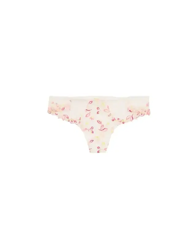 Lise Charmel Folie D'Ete Floral-Embroidered Tulle Thong