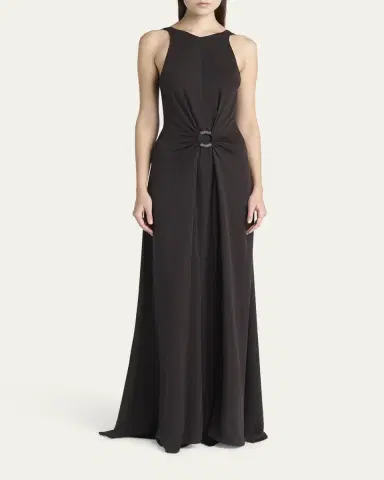 Giorgio Armani Beaded-Ring Silk Georgette Backless Gown | Thumbnail 2 Giorgio Armani Beaded-Ring Silk Georgette Backless Gown | Thumbnail 2