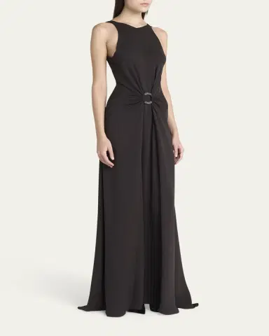 Giorgio Armani Beaded-Ring Silk Georgette Backless Gown | Thumbnail 4 Giorgio Armani Beaded-Ring Silk Georgette Backless Gown | Thumbnail 4