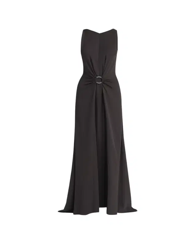 Giorgio Armani Beaded-Ring Silk Georgette Backless Gown