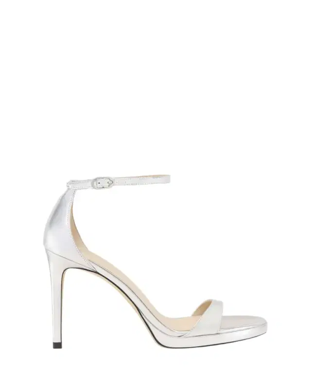 Stuart Weitzman Nudist Metallic Ankle-Wrap Platform Sandals