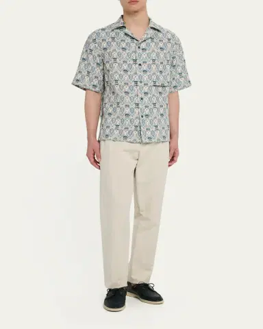 Loro Piana Men's Federico Linen Camp Shirt | Thumbnail 2