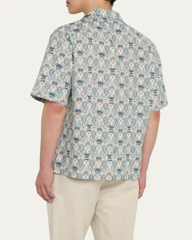 Loro Piana Men's Federico Linen Camp Shirt | Thumbnail 3