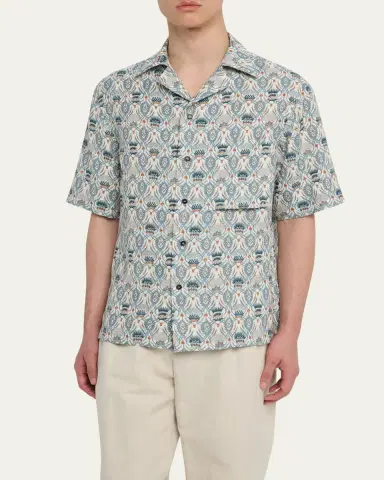 Loro Piana Men's Federico Linen Camp Shirt | Thumbnail 4