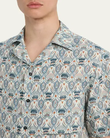 Loro Piana Men's Federico Linen Camp Shirt | Thumbnail 5