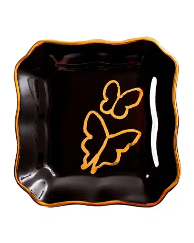 Hunt Slonem Butterfly Portrait Plate with Gold Rim - Black | Thumbnail 3