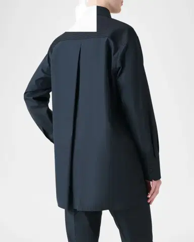Akris Stitched Pleats Inset Cotton Poplin Oversized Shirt | Thumbnail 2 Akris Stitched Pleats Inset Cotton Poplin Oversized Shirt | Thumbnail 2