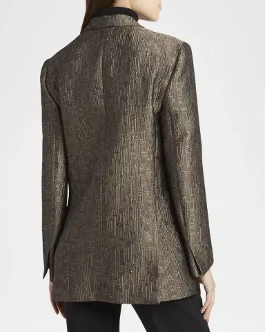 Giorgio Armani Geo Silk Jacquard Single-Breasted Blazer | Thumbnail 2 Giorgio Armani Geo Silk Jacquard Single-Breasted Blazer | Thumbnail 2