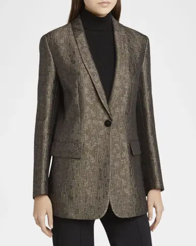 Giorgio Armani Geo Silk Jacquard Single-Breasted Blazer | Thumbnail 3 Giorgio Armani Geo Silk Jacquard Single-Breasted Blazer | Thumbnail 3