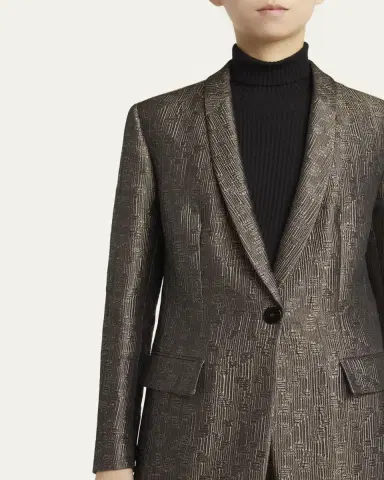 Giorgio Armani Geo Silk Jacquard Single-Breasted Blazer | Thumbnail 9 Giorgio Armani Geo Silk Jacquard Single-Breasted Blazer | Thumbnail 9