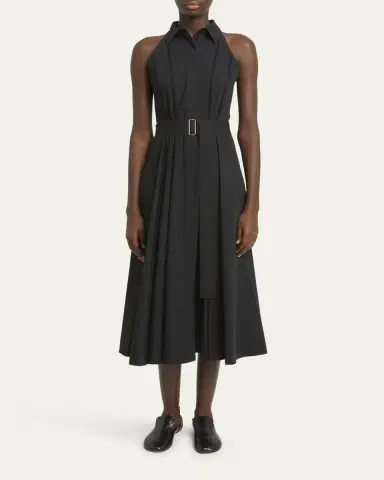 Proenza Schouler Dorothy Belted Ladder Stitch Poplin Midi Dress | Thumbnail 2 Proenza Schouler Dorothy Belted Ladder Stitch Poplin Midi Dress | Thumbnail 2
