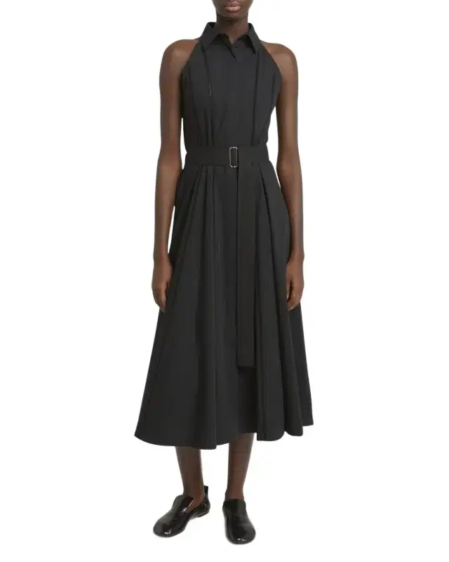 Proenza Schouler Dorothy Belted Ladder Stitch Poplin Midi Dress