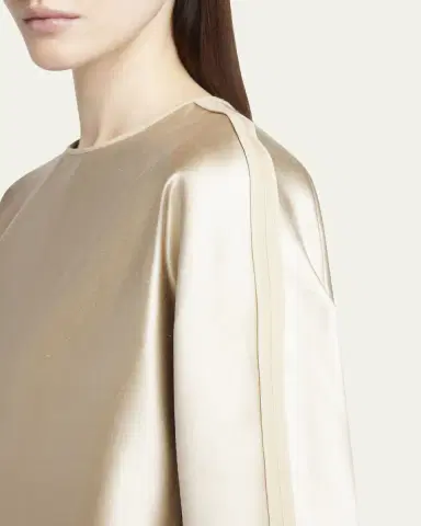 Giorgio Armani Tonal Piping Long-Sleeve Silk Blouse | Thumbnail 5